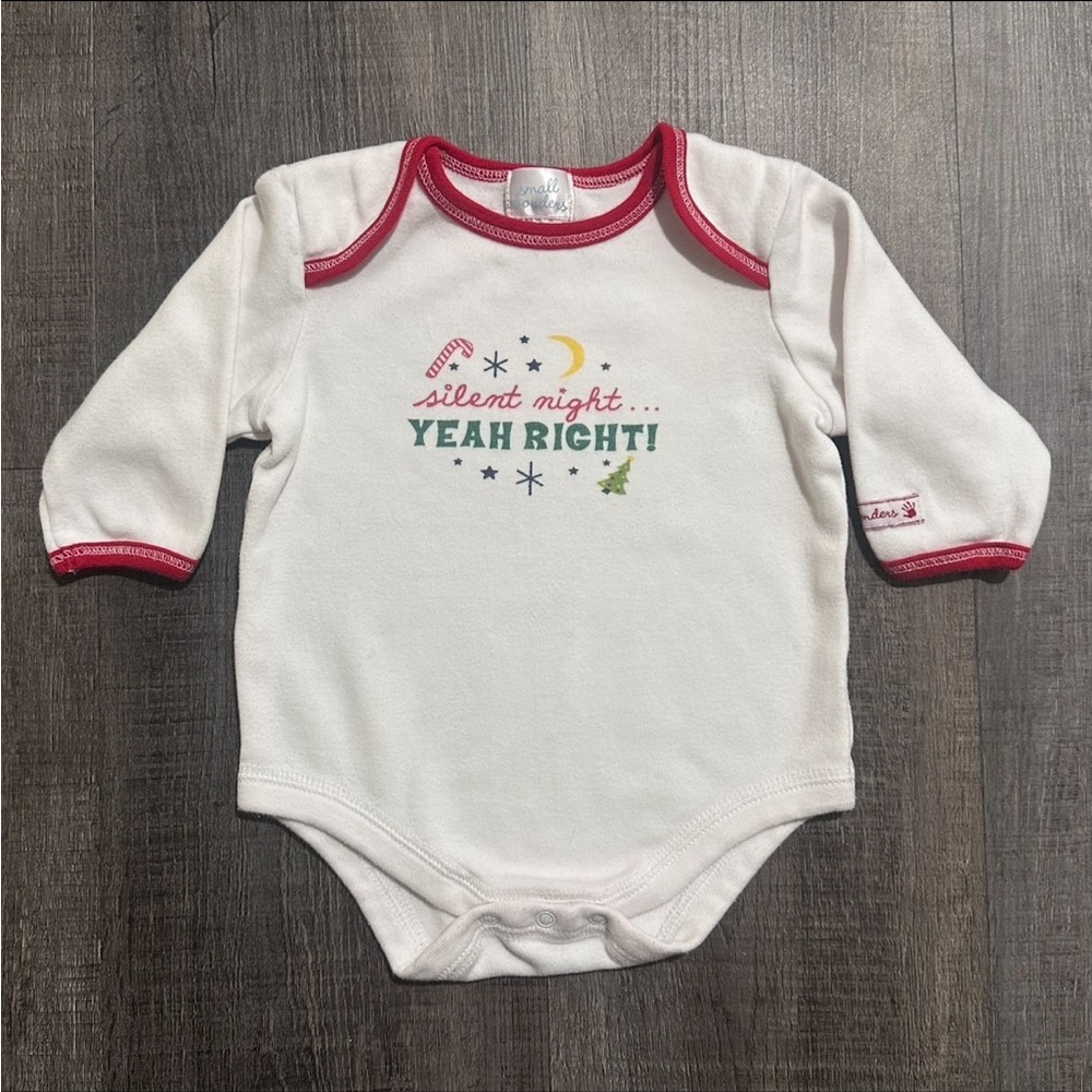 💞Infant & Baby Size 3-6 Months Silent Night…Yeah Right Christmas Onesie Bodysuit